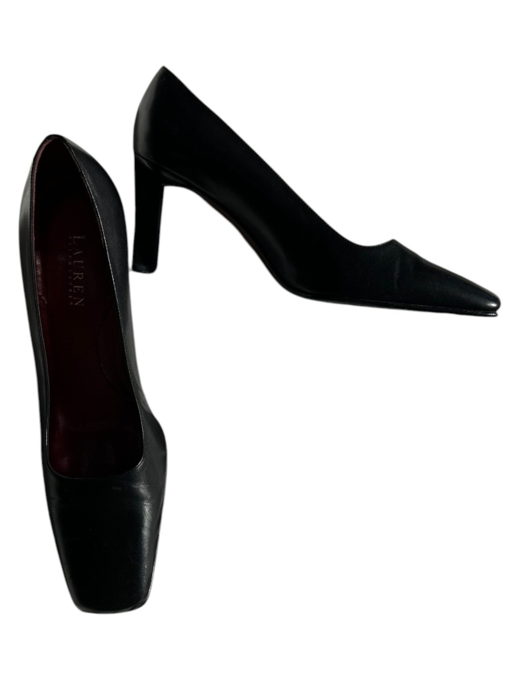 Ralph Lauren like new black leather beautiful classic pumps heels 10